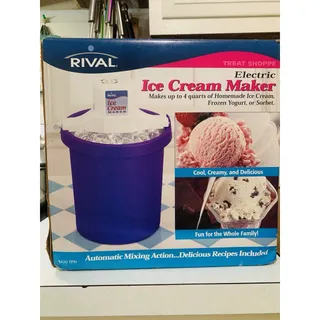 Photo of Rival 4 Qt Ice Cream & Yogurt Maker Vintage Purple Freezer Machine TESTED