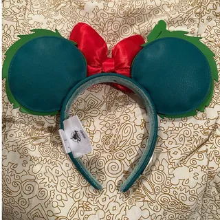 Photo of Disney Parks Loungefly Mickey Minnie Mouse Glow Christmas Wreath Ear Headband