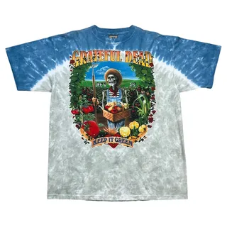 Photo of Vintage 1998 Liquid Blue Grateful Dead Keep It Green Farmer Tie Dye Band Tee