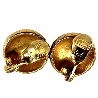 Photo of Timeless Vintage Monet Earrings • Textured Brushed Goldtone • Button • Clip On