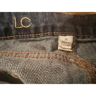 Photo of LC Lauren Conrad Dark Blue distressed Denim Raw Hem Shorts Sz 14