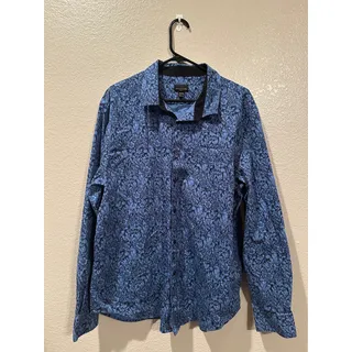 Photo of Structure Modern Fit flowered Baroque Blue Navy pattern buttonup dress shirt XXL