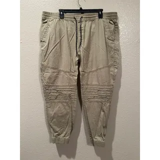 Photo of No Boundaries Tan khaki twill moto elastic waist jogger Pants sz 2x (44-46)