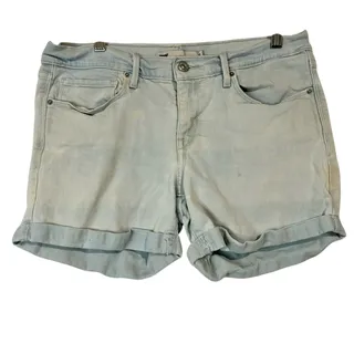 Photo of Levi’s Women’s Cuffed Light Wash Denim Jean Shorts Blue Size 30 FLAW