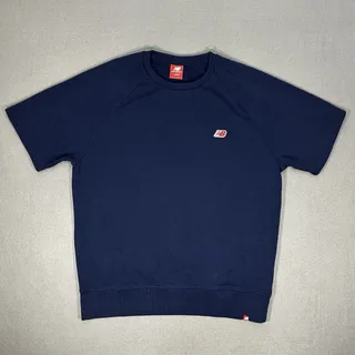 Photo of New Balance Short Sleeve Sweatshirt Men’s Large Navy Blue Raglan Crewneck