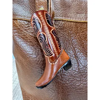 Photo of Cowboy Boot Purse Charm Brown Cowboy Boot Bag Charm Western Accessories
