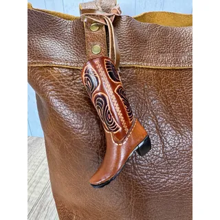 Photo of Cowboy Boot Purse Charm Brown Cowboy Boot Bag Charm Western Accessories