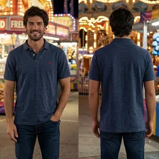 Photo of Ralph Lauren Polo Dark Blue Gray Short Sleeve Shirt Red Pony Men's Large 42-44