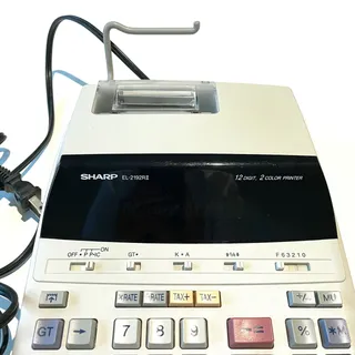 Photo of Sharp EL-2192RII 12 Digital Display 2 Color Printing Calculator Adding Machine