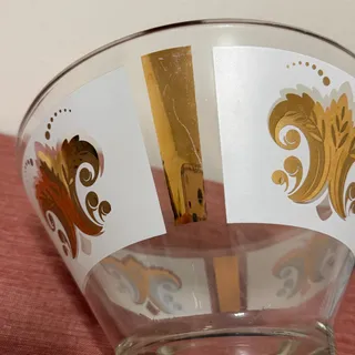 Photo of Vintage Anchor Hocking Festive Fleur De Lis Glass Chip and Dip Set 3pc Metal Rack