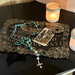 Photo of Handmade Turquoise Beaded Crucifix Necklace — NEW WITHOUT TAGS 🏷️