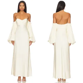 Photo of Significant Other | Danika Off Shoulder Dress in Cream Satin Maxi M US 6