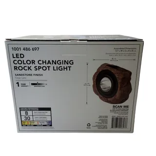Photo of Hampton Bay Solar LED Rock Spot Light Color Changing Sandstone NXT-3547 Patio