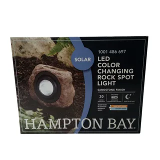 Photo of Hampton Bay Solar LED Rock Spot Light Color Changing Sandstone NXT-3547 Patio