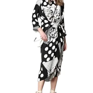 Photo of Caara Black And White Abstract Print Scarf Midi Dress Size XS New With Tags