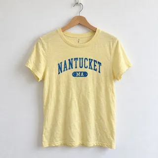 Photo of AS Revival Island Nantucket Yellow T-Shirt Preppy Coastal Tee Size Large