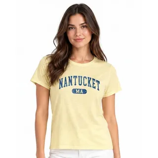 Photo of AS Revival Island Nantucket Yellow T-Shirt Preppy Coastal Tee Size Large