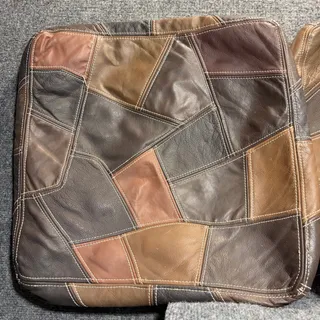 Photo of Vintage Leather Patchwork Throw Pillow Zipper Covers 17" Boho Boho Set of 2