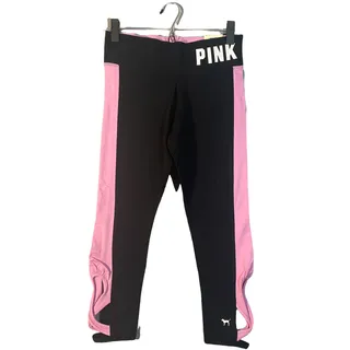 Photo of PINK VS Black & Pink Striped Cut Out Ankle Workout Casual Leggings Women Sz S