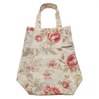 Photo of Womens Floral Tote Bag Cream Pink Rose Print Lined Cotton Canvas Cottagecore