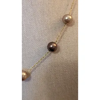 Photo of Vintage Signed RMN Gold-Tone Faux Two Tone Pearl Floating 16-18" Necklace