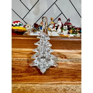 Photo of vintage clear crystal art glass Christmas tree figurine layered branches 90s