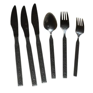 Photo of Vintage Group of 6 Pc Gold Standard Night Blossom Stainless Steel Flatware