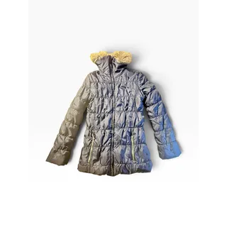 Photo of Yoki Puffer Coat Women S Gray Faux Fur Hood Quilted Zip Winter Jacket