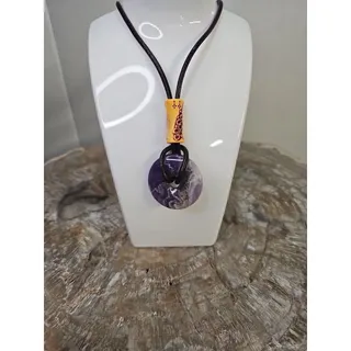Photo of Round Amethyst Pendant Necklace, 16 Inch