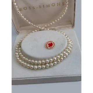 Photo of Vintage Ross-Simons Cultured Pearl Necklace Bracelet Set 14K Gold NOS Box