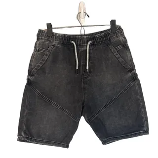 Photo of Zara Black Drawstring Waist Cotton Blend Casual Jean Shorts Women Sz S
