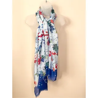 Photo of NWT VERA BRADLEY Soft Fringe Scarf Anchors Aweigh Coastal Nautical Ocean Print
