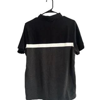 Photo of Puma Black White & Gray Striped Collared Short Sleeve Polo Shirt Men Sz L