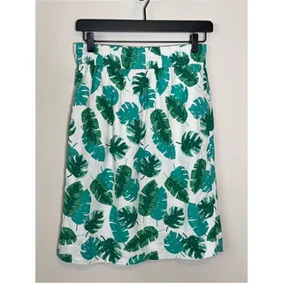 Photo of J.CREW FACTORY XS Linen Blend Palm Print Pull On Skirt Green Tropical Resort