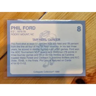 Photo of Phil Ford 1989 Collegiate Collection #8 - North Carolina's Finest - Fresh Pull