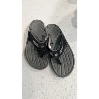 Photo of Columbia Mens Sandals Size 9 Black Gray Omni Grip Sport Flip Flops Outdoor
