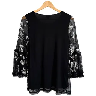 Photo of Alfani M sheer floral bell sleeve blouse romantic modern