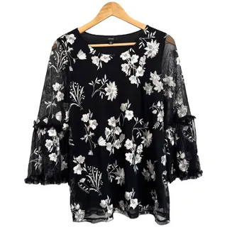 Photo of Alfani M sheer floral bell sleeve blouse romantic modern