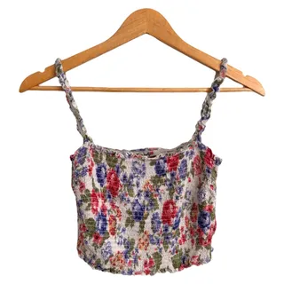 Photo of Miss Selfie L Floral Crop Camisole White Smocked
