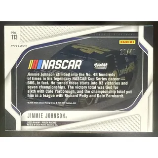 Photo of 2025 Panini Prizm NASCAR Jimmie Johnson #113 Rides Carolina Blue Prizms /49