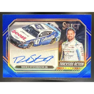Photo of 2024 Panini Select Ricky Stenhouse Jr Trackside Action Signatures Blue Prizm /99