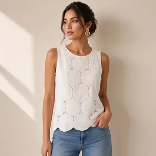 Photo of Vince Camuto Sleeveless Lace Blouse – Size 2 – Pre‑Loved, Excellent Condition