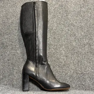 Photo of Banana Republic Black Leather Tall Block Heel Knee High Boots Womens Size 7.5