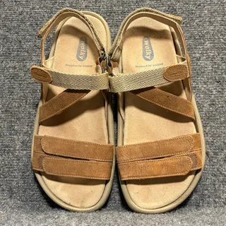 Photo of Wolky Tan Leather Hook Loop Strap Comfort Walking Sandals Womens Size 8 EU 39 