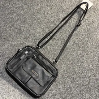 Photo of MultiSac Zippy Black Vegan Leather Triple Pocket Crossbody Organizer Bag Purse