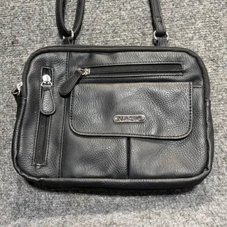 Photo of MultiSac Zippy Black Vegan Leather Triple Pocket Crossbody Organizer Bag Purse