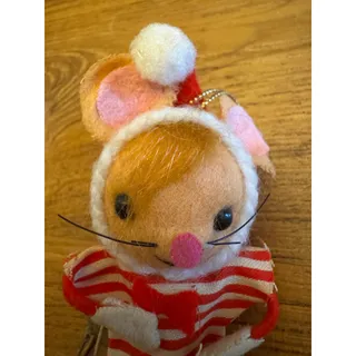 Photo of Vintage Red Flocked Santa Mouse CandleKitsch Christmas Ornament