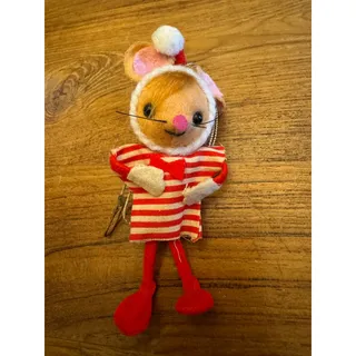 Photo of Vintage Red Flocked Santa Mouse CandleKitsch Christmas Ornament