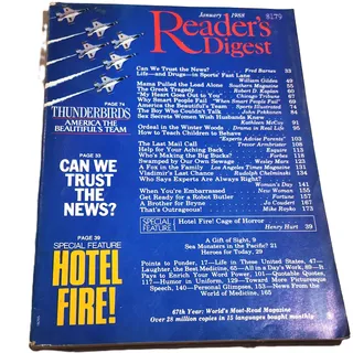 Photo of Vintage Reader's Digest Magazine January 1988 Thunderbirds Cover Back Issue
