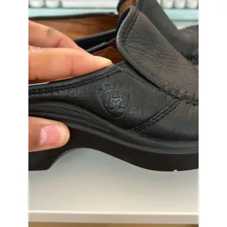 Photo of Ariat Black Leather Slip-On Clogs mules women size 6.5 comfort gorpcore